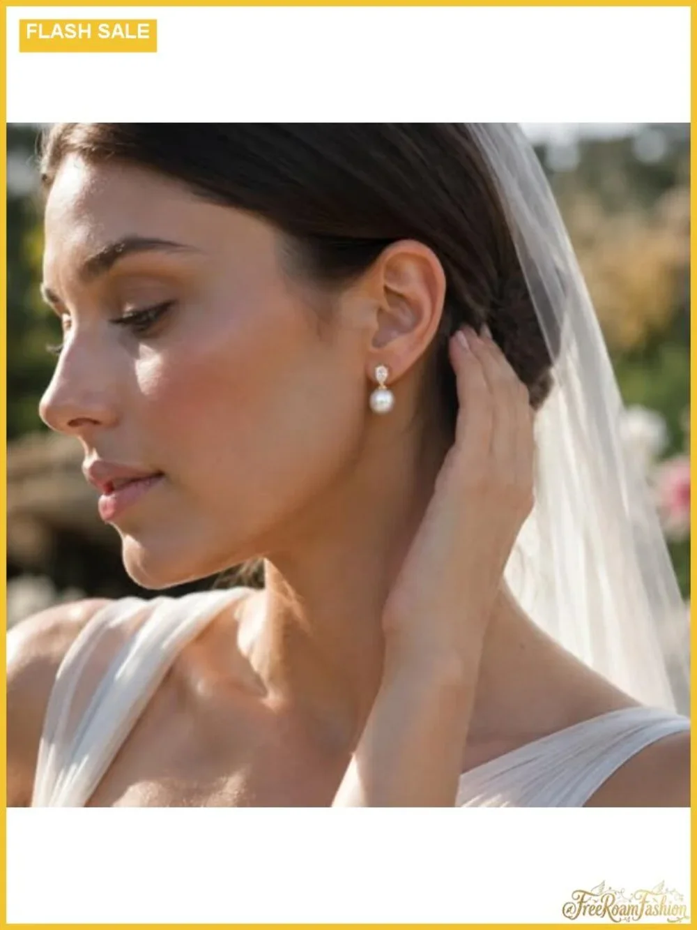 14K Gold Plated Pearl Drop Earrings Dainty Wedding Bridal Prom Jewelry